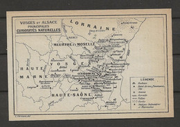 CARTE PLAN 1910 - CURIOSITÉS NATURELLES - LORRAINE HAUTE MARNE HAUTE SAONE MEURTHE ET MOSELLE - Topographical Maps