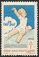 FRANCE  1931 -  VIGNETTE  Contre La Tuberculose - Deux Sous Pour La Santé - NEUF** - Tegen Tuberculose