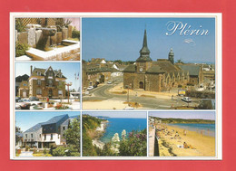 C.P.M.( 22 ) « PLERIN-sur-MER » Jolie Multi-vues;La Fontaine,la Mairie,l'église,la Plage De L'anse Aux Moines   .X2 Phts - Plérin / Saint-Laurent-de-la-Mer