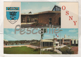 95 VAL D'OISE - CP MULTIVUES + BLASON ARMOIRIES OSNY - ABEILLE CARTES - GARE PISCINE CASERNE DES POMPIERS - Osny