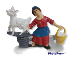 84769 Pastorello Presepe - Statuina In Plastica - Donna Con Agnello - Christmas Cribs