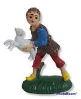 74576 Pastorello Presepe - Statuina In Plastica - Uomo Con Pecora - Presepi