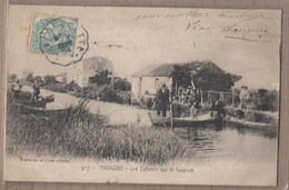 CPA 34 - MAUGUIO - Les Cabanes Sur Le Salaison - TB PLAN TB ANIMATION Sur Cours D'eau + Barques + TB Oblitération 1904 - Mauguio