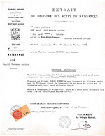 FRANCE - Extrait Du Registre Des Actes De Naissance - Ville De Mont-Saint-Aignan - Fiscal 1,00F Taxes Communales 1968 - Autres & Non Classés