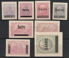 Sarre Serie De 1920 Surcharge Tirage D'expo Non Dentele  , Papier Glace - Sonstige & Ohne Zuordnung