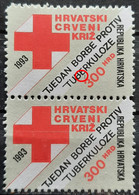 RED CROSS-300 HRD-PAIR-WEEK AGAINST TUBERCULOSIS-ERROR-LINES-RARE-CROATIA-1993 - Croacia