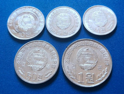 Korea Specimen 2002 2008 1 5 10 50 Chon 1won 5pcs UNC- - Korea, North