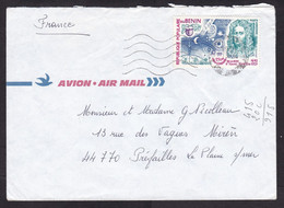 Benin: Airmail Cover To France, 1988, 1 Stamp, Isaac Newton, Science, Physics, Astronomy (minor Damage) - Benin – Dahomey (1960-...)
