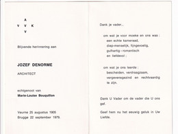Doodsprentje / Image Mortuaire - Jozef Denorme - Veurne 1905 / Brugge 1979 - Obituary Notices