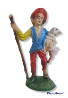 33945 Pastorello Presepe - Statuina In Plastica - Pastore Con Agnello - Christmas Cribs