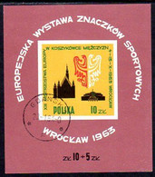 POLAND 1963 European Sports Stamps Exhibition Block Used.   Michel Block 30 - Usados