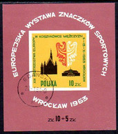 POLAND 1963 European Sports Stamps Exhibition Block Used.   Michel Block 30 - Blokken & Velletjes