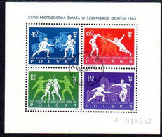 POLAND 1963 Fencing World Championship Block  Used.   Michel Block 29 - Usados