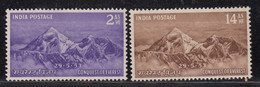 India MH 1953 Mt Everest, Set Of 2, White Gum - Nuevos