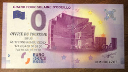 2017 BILLET 0 EURO SOUVENIR DPT 66 GRAND FOUR SOLAIRE D'ODEILLO AVEC TAMPON ZERO 0 EURO SCHEIN BANKNOTE PAPER MONEY - Privatentwürfe