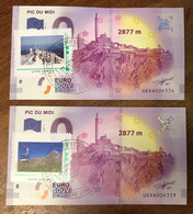 2017 BILLET 0 EURO SOUVENIR DPT 65 PIC DU MIDI AVEC TIMBRE LA PAIRE ZERO 0 EURO SCHEIN BANKNOTE PAPER MONEY - Private Proofs / Unofficial