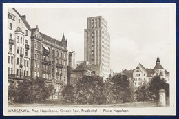 1936 Warszawa Plac Napoleona Gmach Tow. Prudential. Used Real Photo Postcard With Nice Stamp. Publ. Akropol Kraków - Poland
