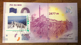 2017 BILLET 0 EURO SOUVENIR DPT 65 PIC DU MIDI AVEC TIMBRE ZERO 0 EURO SCHEIN BANKNOTE PAPER MONEY - Essais Privés / Non-officiels