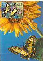 Poland Polska 1986 Butterfly Butterflies Insect Insects Canceled In Zakopane - Cartes Maximum