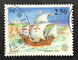 MCO1825U - EUROPA CEPT - 500th Anniversary Of Discovery Of America By Columbus - 2.50 F Used Stamp - Monaco - 1992 - Usados