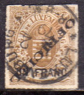 LUXEMBOURG LUSSEMBURGO 1878 COAT OF ARMS ARMOIRIES INVERTED OFFICIEL 1f On 37 1/2c BISTRO ROULETTED USED USATO OBLITERE' - Oficiales