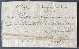 France Griffe 6. PRIVAS Sur Lettre 9.5.1793 Pour Aix - Mention "Echange De Billets De Confiance" - (B1874) - 1701-1800: Précurseurs XVIII