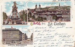 Suisse - Hôtel - St Gallen - Hôtel Walhalla - Circulée 26/03/1901 - Litho - San Galo