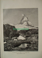 D101 150 Bracht: Matterhorn Gletscher Riesenbild 28x39 Cm Druck 1891!! - Other & Unclassified