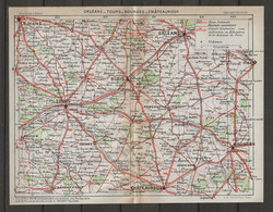 CARTE PLAN 1929 - ORLÉANS - TOURS - BOURGES - CHATEAUROUX - BLOIS - GIEN - ISSOUDUN - CHINON - LE MANS - Cartes Topographiques