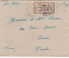 MAROC : Merson 50c Avec Surcharge Sur Lettre De Oued-Zem 1922 Pour Bouin - Lettres & Documents