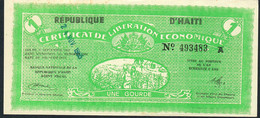 HAITI P501 1 GOURDE Certificat De Libération économique Loi 1962 / 24 November 1965 AU/UNC. - Haiti