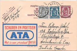 Belgien, Postkaart, Ganzsache Mit Hinzugeklebten Briefmarken, Werbung ATA - Persil, Westmalle 1948 - Posta Privata & Locale