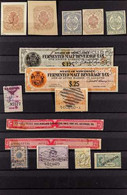 REVENUE STAMPS OF THE WORLD INTERESTING RANGES 19th Century To 1950's Used Revenues On Various Pages & Display Cards, In - Autres & Non Classés
