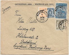 Belgien, Cistercienser Abdij Westmalle (prov. Antw.), Poststempel Westmalle 1949, Hinten Tarnstempel - Posta Privata & Locale