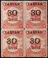 1895 30c On $1 Scarlet Surcharge, SG 78, Superb Mint (two Stamps Are NHM) BLOCK Of 4, Very Fresh & Attractive. (4 Stamps - Bornéo Du Nord (...-1963)