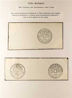 REVENUES STAMPED PAPER 1865 Two Good Sized Document Pieces Bearing Large Circular "SELLO 6 / MEDIO REAL / PARA EL BIENIO - Pérou