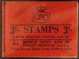 1959 GRAPHITE BOOKLET 3s Black On Red Complete August 1959 Stitched Booklet Containing Graphite Lined Stamps, SG M13g, V - Autres & Non Classés