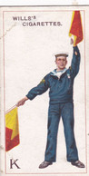 11 Letter K  - Signalling Series 1911 - Wills Cigarette Card - Original Antique - Alphabet - Military - Navy - Wills