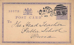 1899 Adelaide Postcard One Penny Number Stamp - Cartas & Documentos