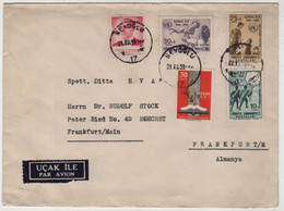 TURKEY -ISTANBUL  TO GERMANY-FRANKFURT  1951 ,USED  COVER - Covers & Documents