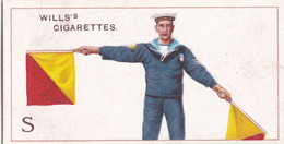 19 Letter S - Signalling Series 1911 - Wills Cigarette Card - Original - Antique - Alphabet - Military - Navy - Wills