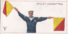 25 Letter Y  - Signalling Series 1911 - Wills Cigarette Card - Original Antique - Alphabet - Military - Navy - Wills