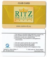 Ritz Star Casino, Plovdiv, Bulgaria, Used Club Card, # Ritz-1 - Casinokarten