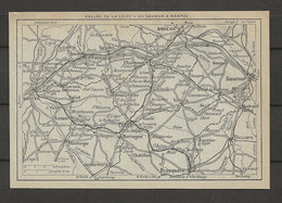 CARTE PLAN 1929 - VALLÉE De La LOIRE DE SAUMUR à NANTES - CHOLET - MONTAIGU - ANGERS - THOUARS - BRESSUIRE - Cartes Topographiques