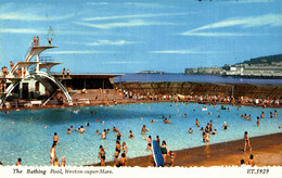 N°18350 Z -cpsm The Bathing Pool, Weston Super Marc - Kunst- Und Turmspringen