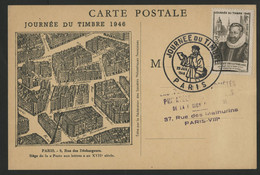 N° 754 Obl. 1er Jour De Paris, Cote 25 € Sur CP Illustrée "FOUQUET". - ....-1949