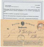 Gest., Brief DR Kl. Brustschild Mi 14 Auf Postkarte Bromberg Nach Pr. Stargard 16.10.72 Mit Attest Brugger - Other & Unclassified