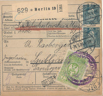 Gest., Brief DR Paketkartenabschnitt Mit 2x 363 Taxmarke Jugoslawien 1926 - Other & Unclassified