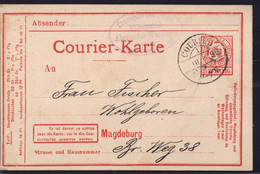 Gest. Magdeburg Stadtpost Courier GSK 2 1/2 Pfg. 1899 RS Kleberest Und Dünne Stelle - Other & Unclassified