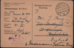 Gest. Zerbst Kriegsgefangenenpost Gefangenenlager 26.4.1918 Nach England - Other & Unclassified